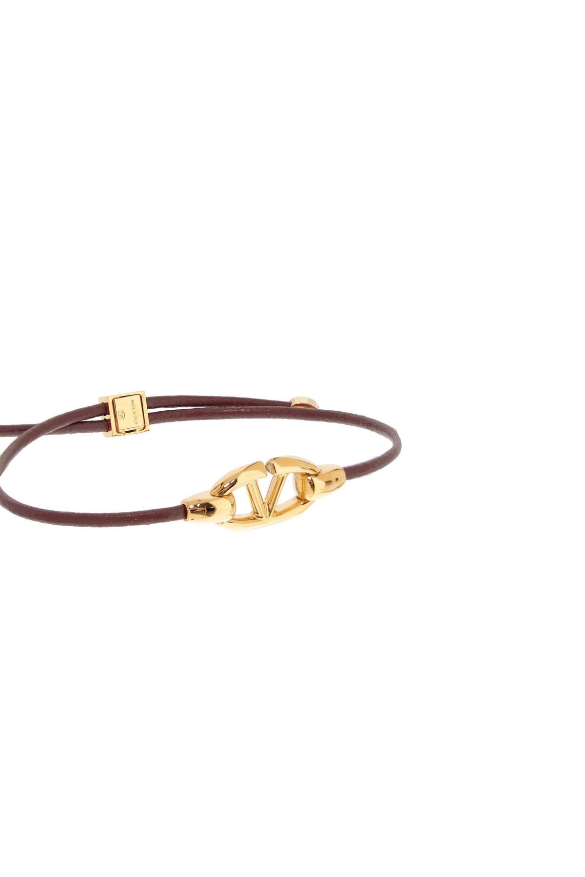 Valentino Garavani Leather Vlogo Bracelet 'The Bold   Brown