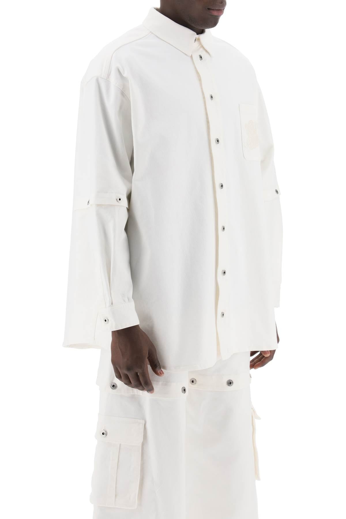 Off White Convertible Overshirt With 90's   White