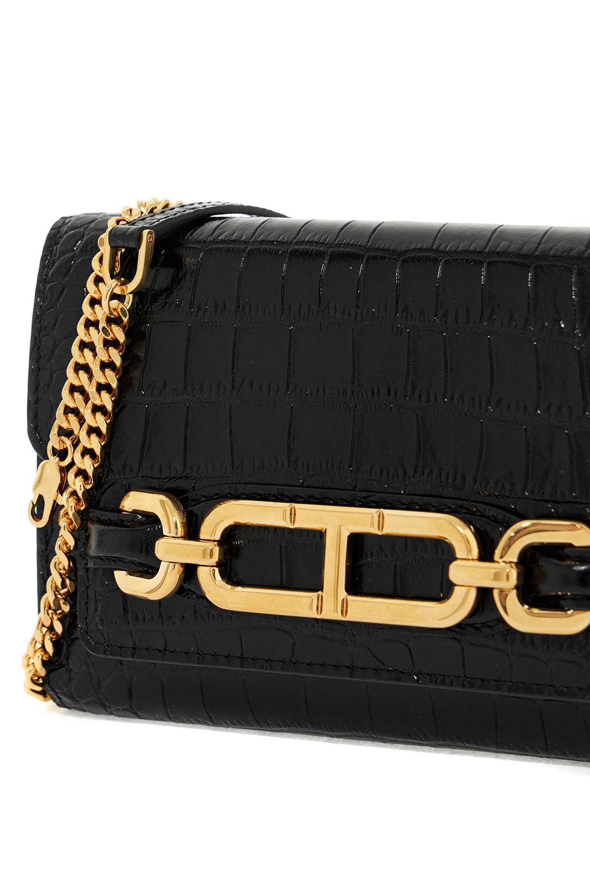 Tom Ford Replace With Double Quoteembossed Crocodile Leather Mini Clutch   Black