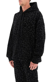 Dolce & Gabbana Flocked Leopard Hoodie   Black