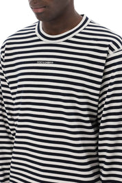 Dolce & Gabbana Long Sleeved Striped T Shirt   White