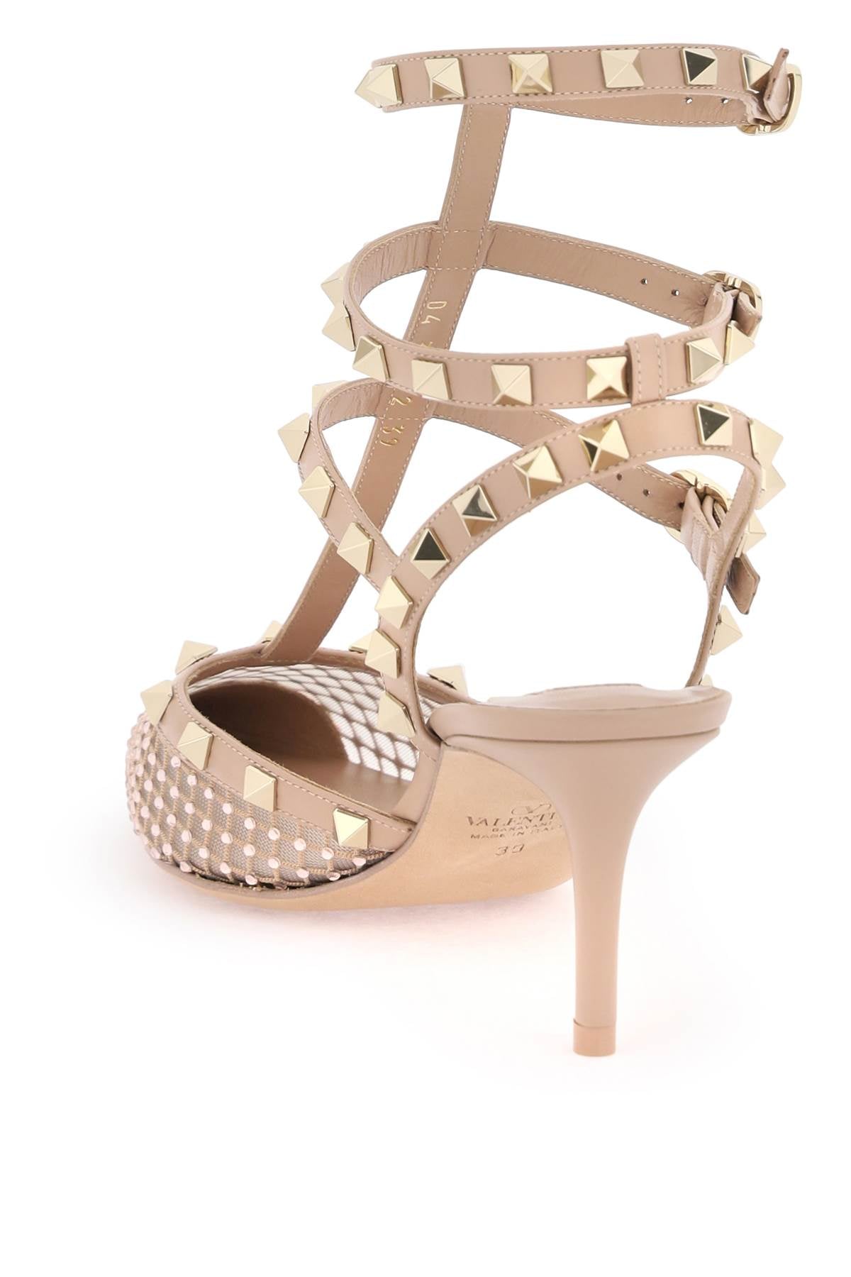 Valentino Garavani Mesh Rockstud Pumps With Crystals   Neutral