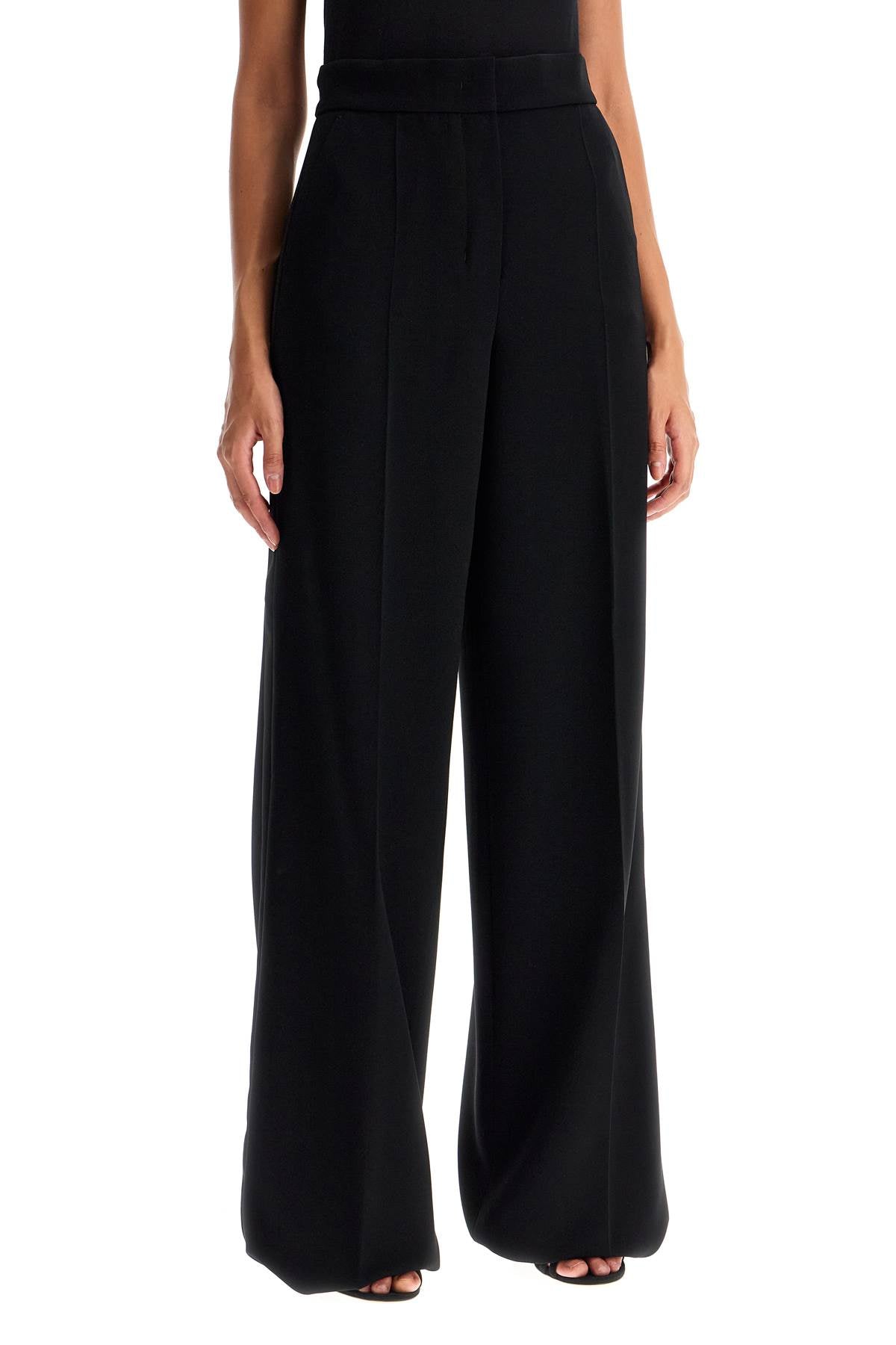 Max Mara Pianoforte Straight Leg Trousers In Cady   Black