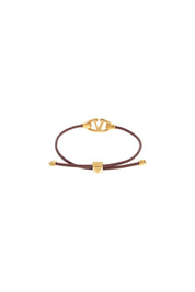 Valentino Garavani Leather Vlogo Bracelet 'The Bold   Brown