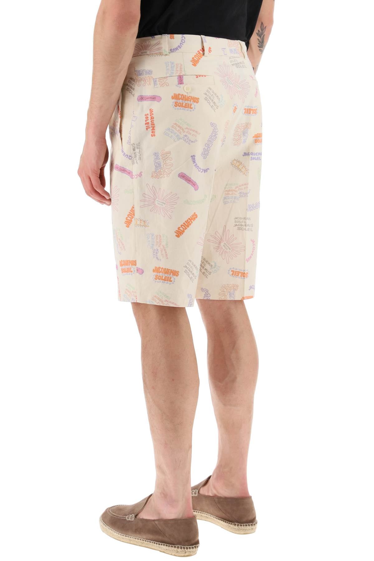 Jacquemus All Over Logo Lettering Shorts   Beige