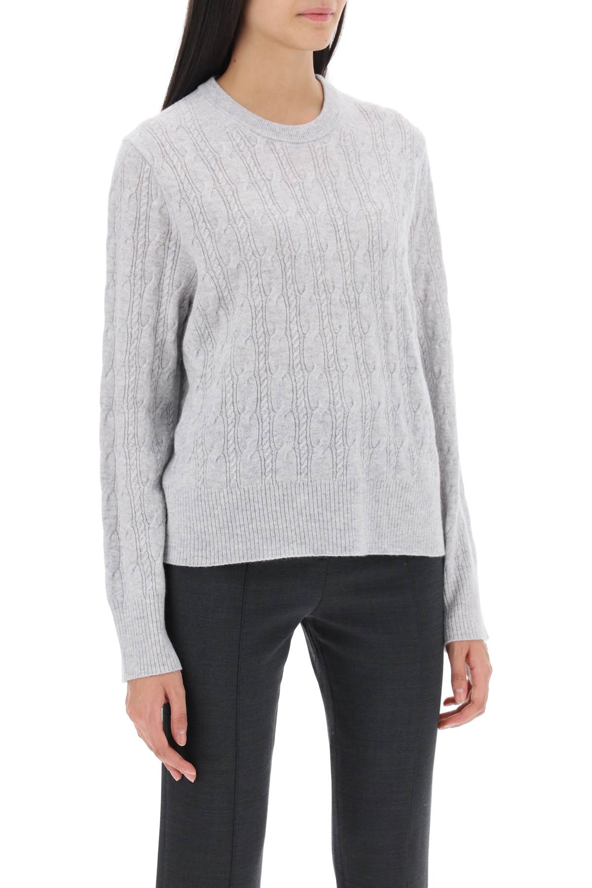 Guest In Residence Twin Cable Cashmere Sweater   Grey