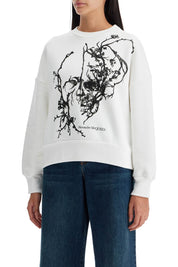 Alexander Mcqueen Boxy Cherry Blossom Skull Sweat   White