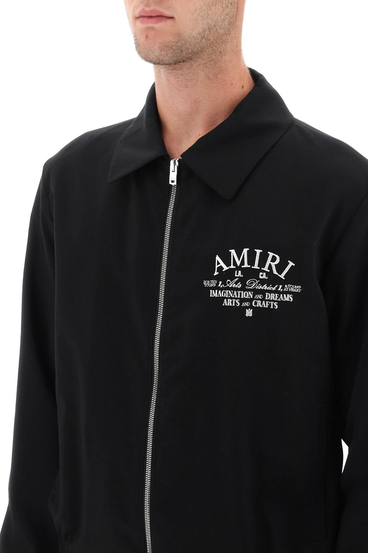 Amiri Blouson Jacket With Arts District Embroidery   Black