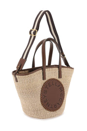 Stella Mc Cartney Raffia Shoulder Bag With Logo.   Beige