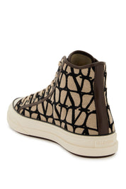 Valentino Garavani Totaloop Toile Iconographe High Top Sneakers   Beige