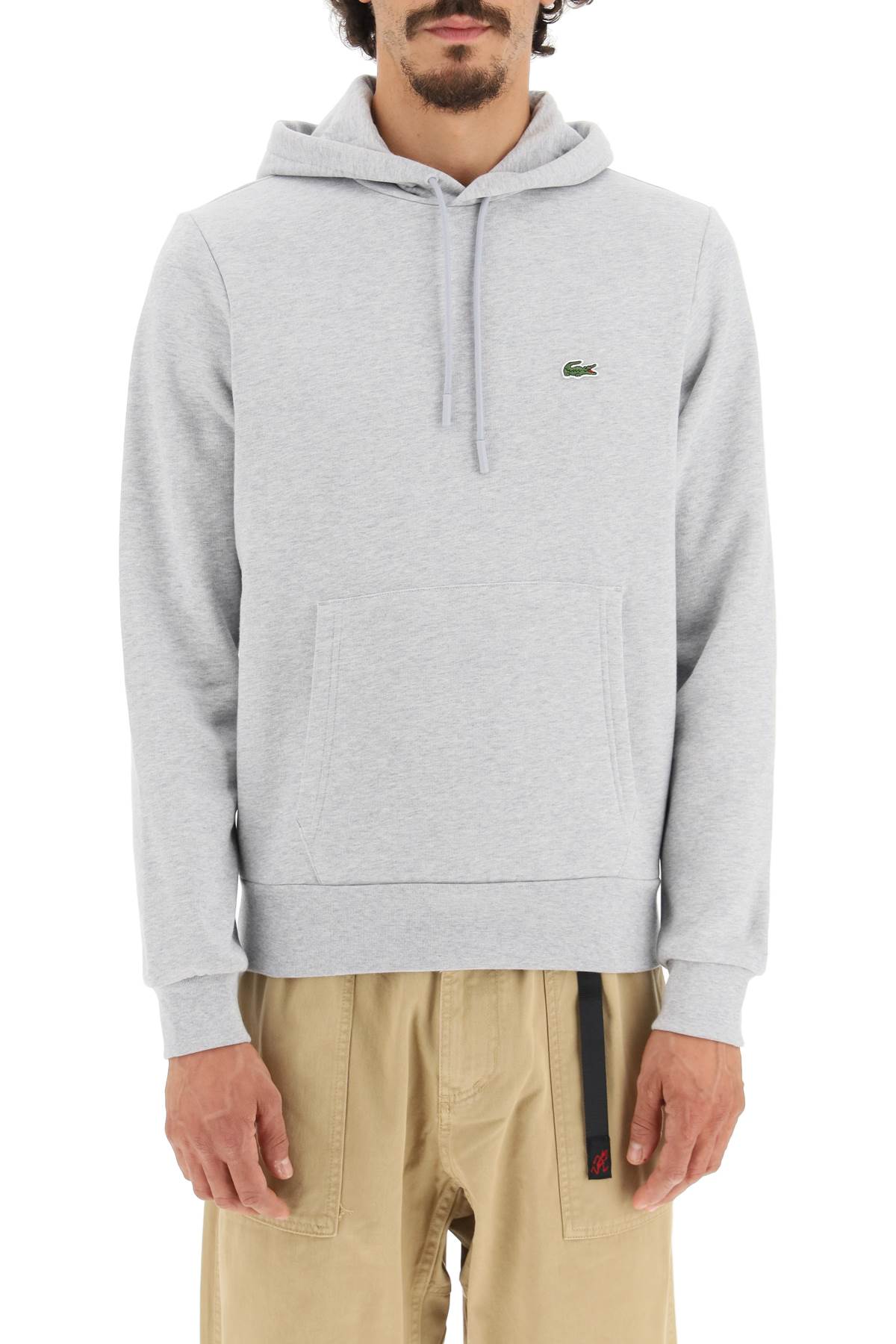 Lacoste Hoodie With Logo Patch   Grey