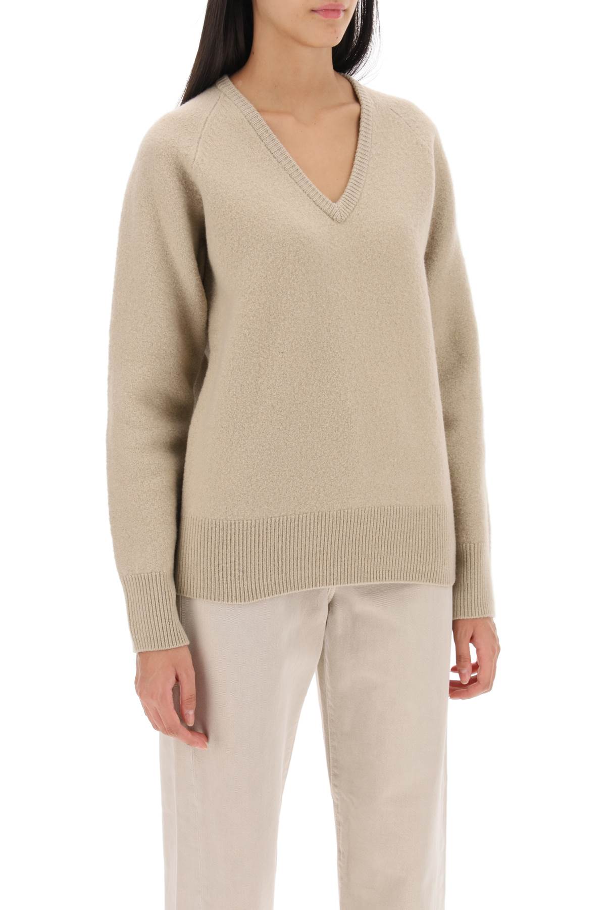 Toteme Felted Wool Sweater   Beige