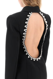 Area Blazer Dress With Cut Out And Crystals   Black