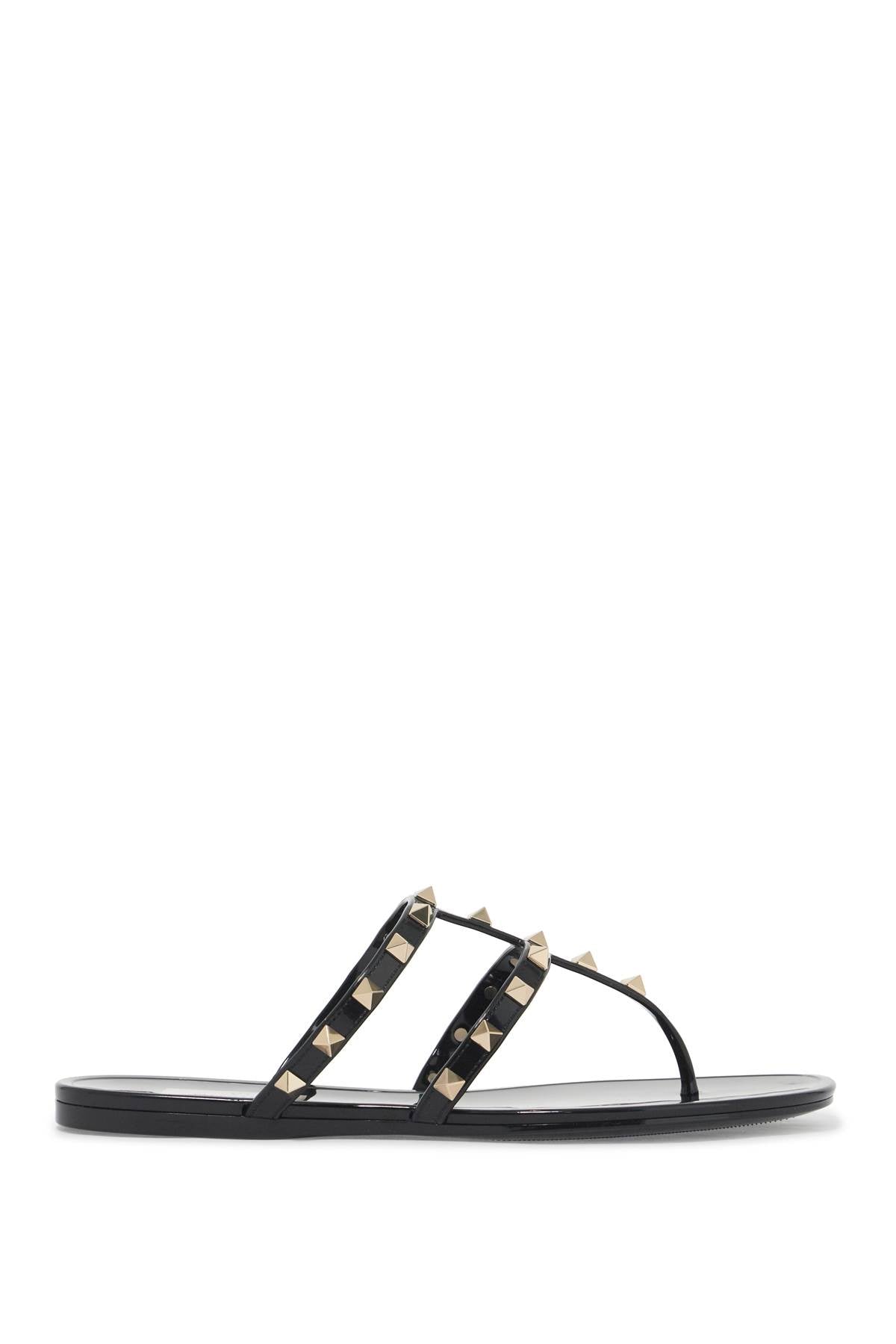 Valentino Garavani Rockstud Pvc Thong Sandals   Black