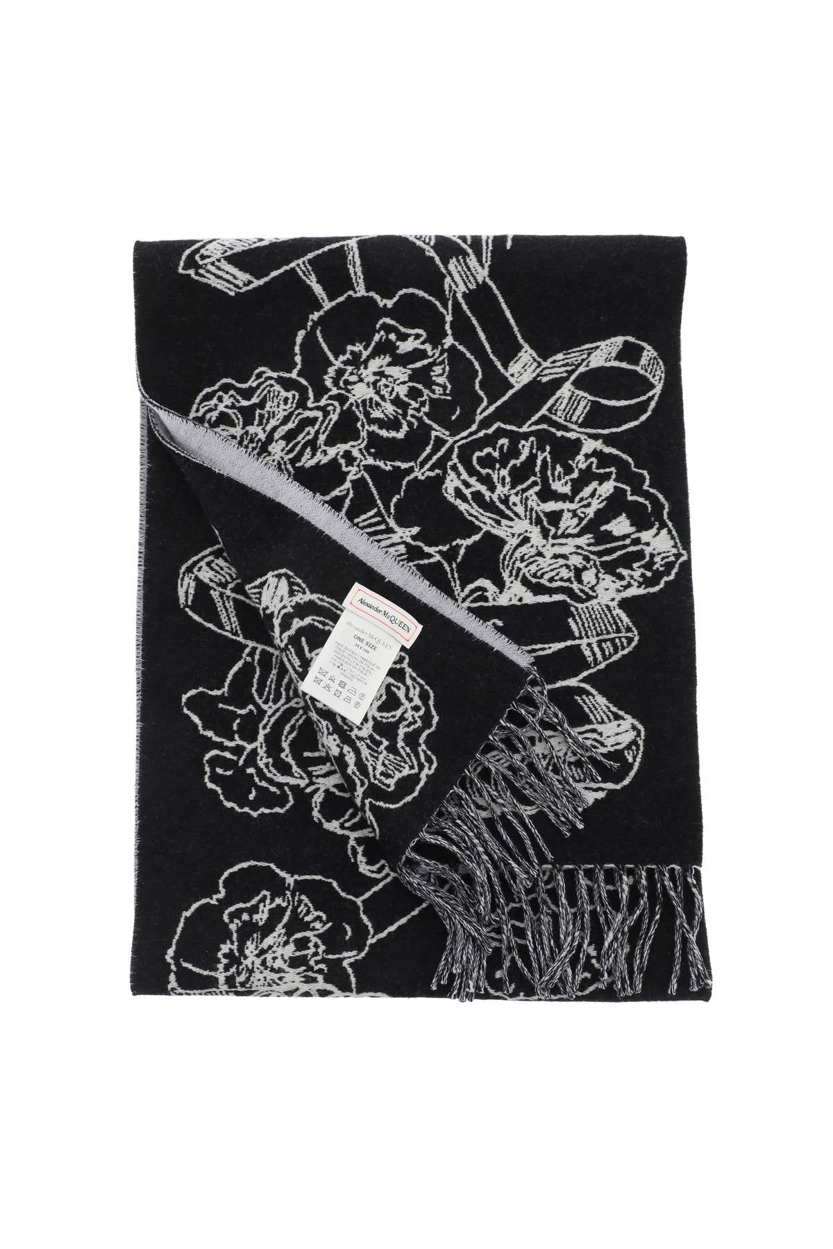 Alexander Mcqueen Wool Reversibile Scarf   Grey