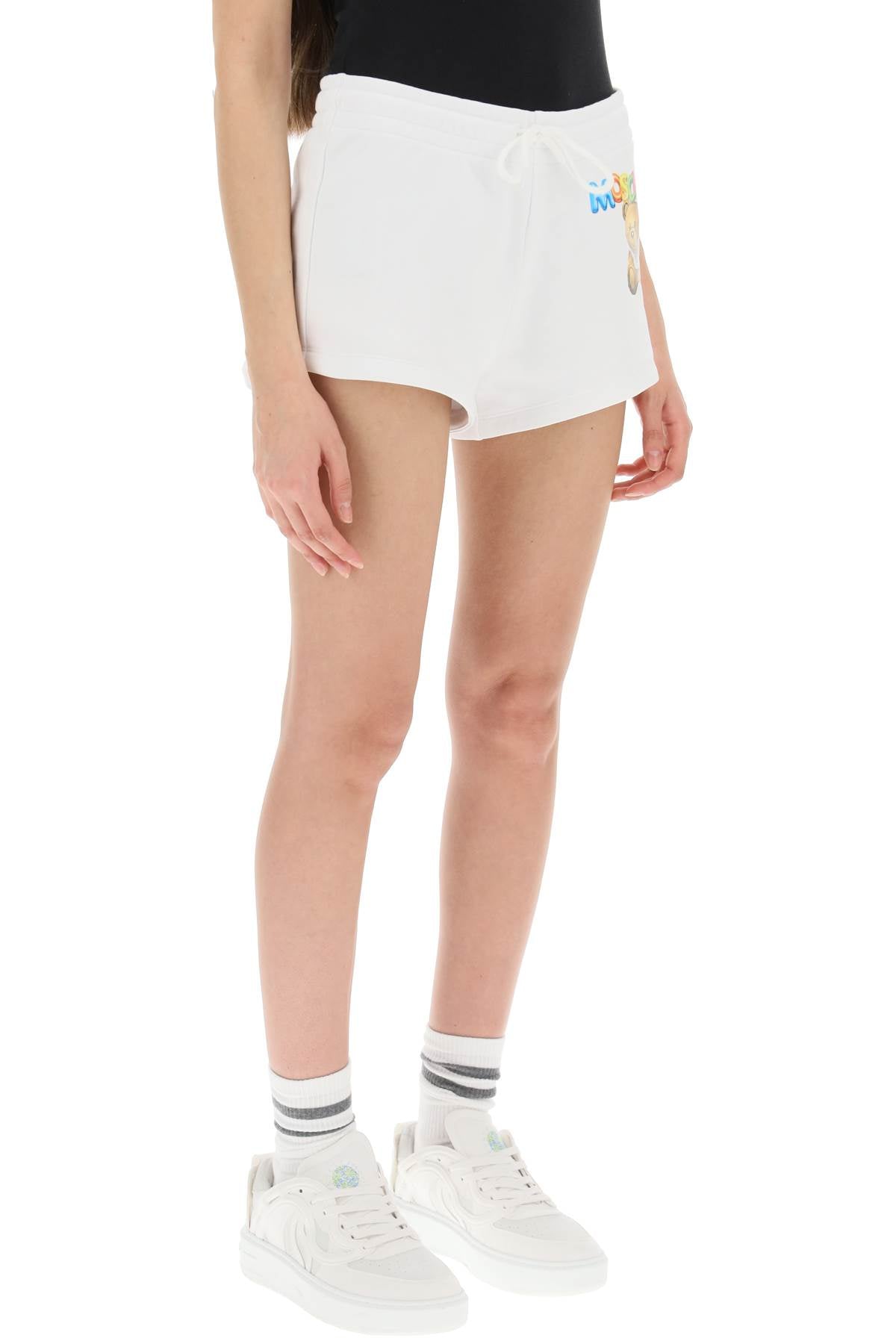 Moschino Logo Printed Shorts   White