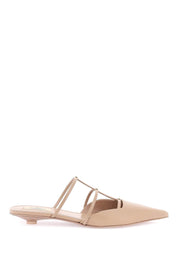 Valentino Garavani Smooth Leather Rockstud Wispy Mules   Neutral