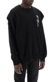 Mm6 Maison Margiela Replace With Double Quotesweatshirt With Cut Out And Numeric   Black