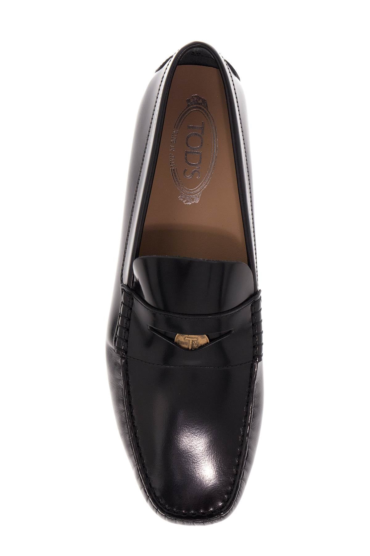 Tod's Brushed Leather Loafers With Penny Detail   Black