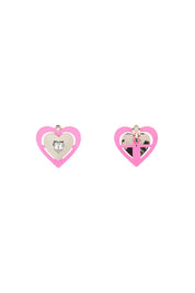 Saf Safu 'Pink Neon Heart' Clip On Earrings   Silver