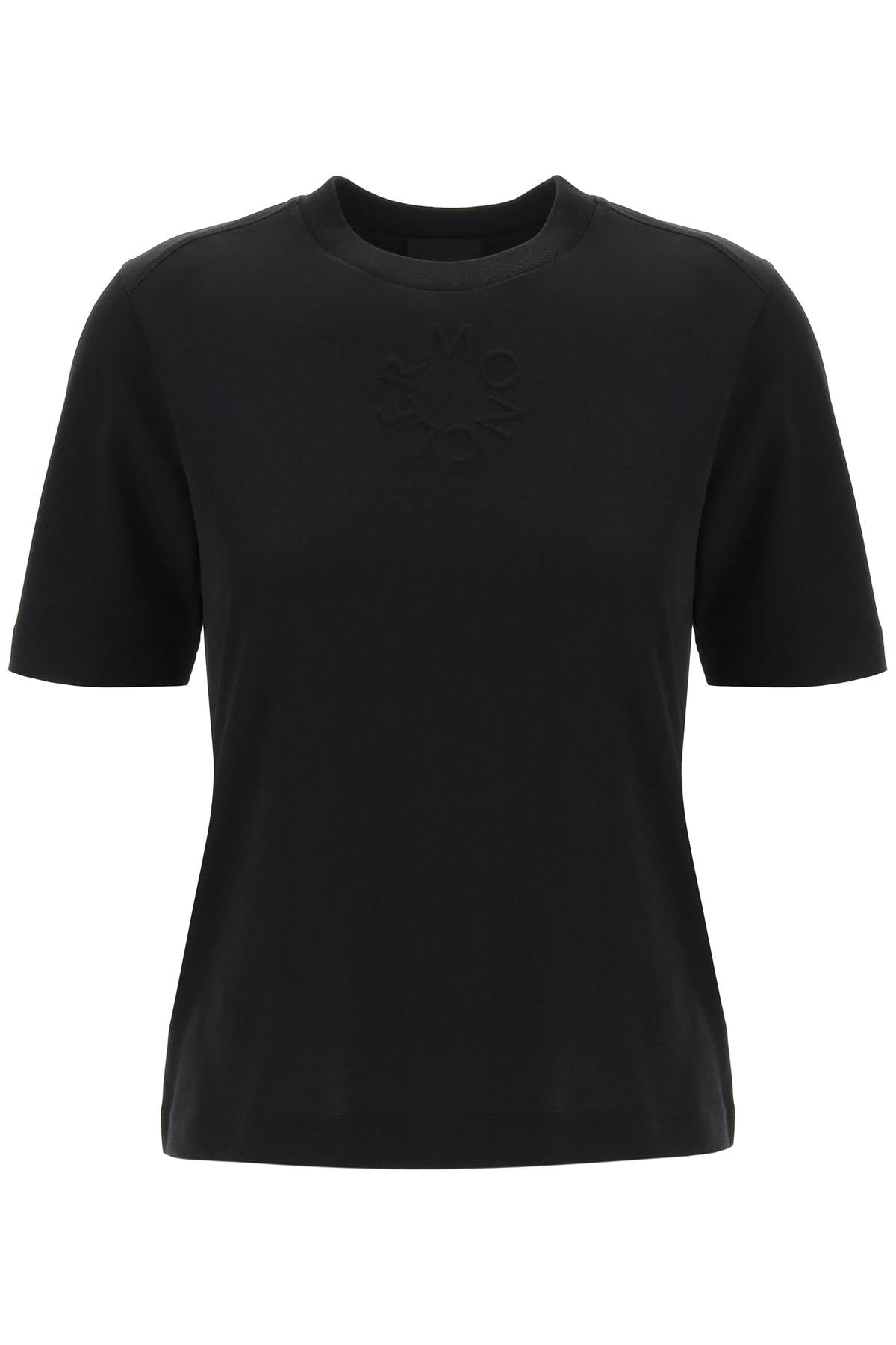 Moncler Embossed Logo T Shirt   Black