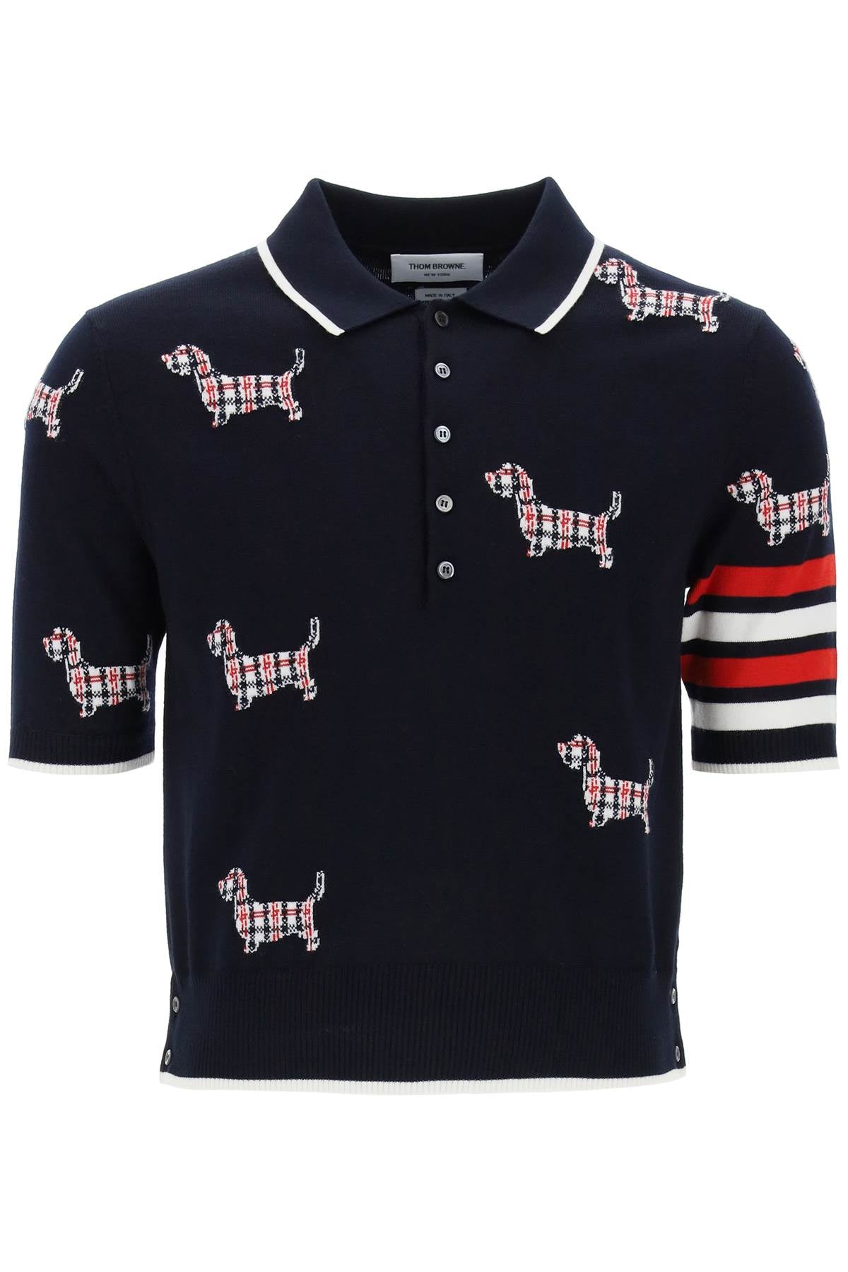 Thom Browne Hector Knitted Polo Shirt   Blue