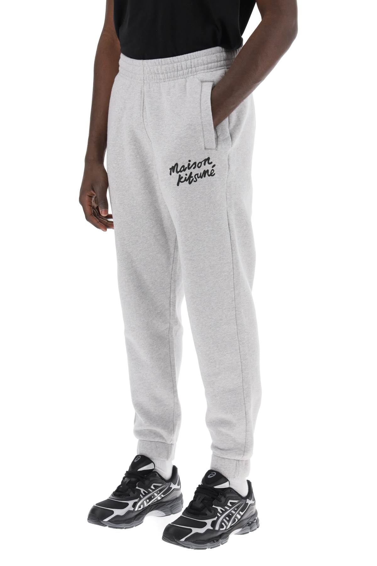 Maison Kitsune Replace With Double Quotesporty Pants With Handwriting   Grey