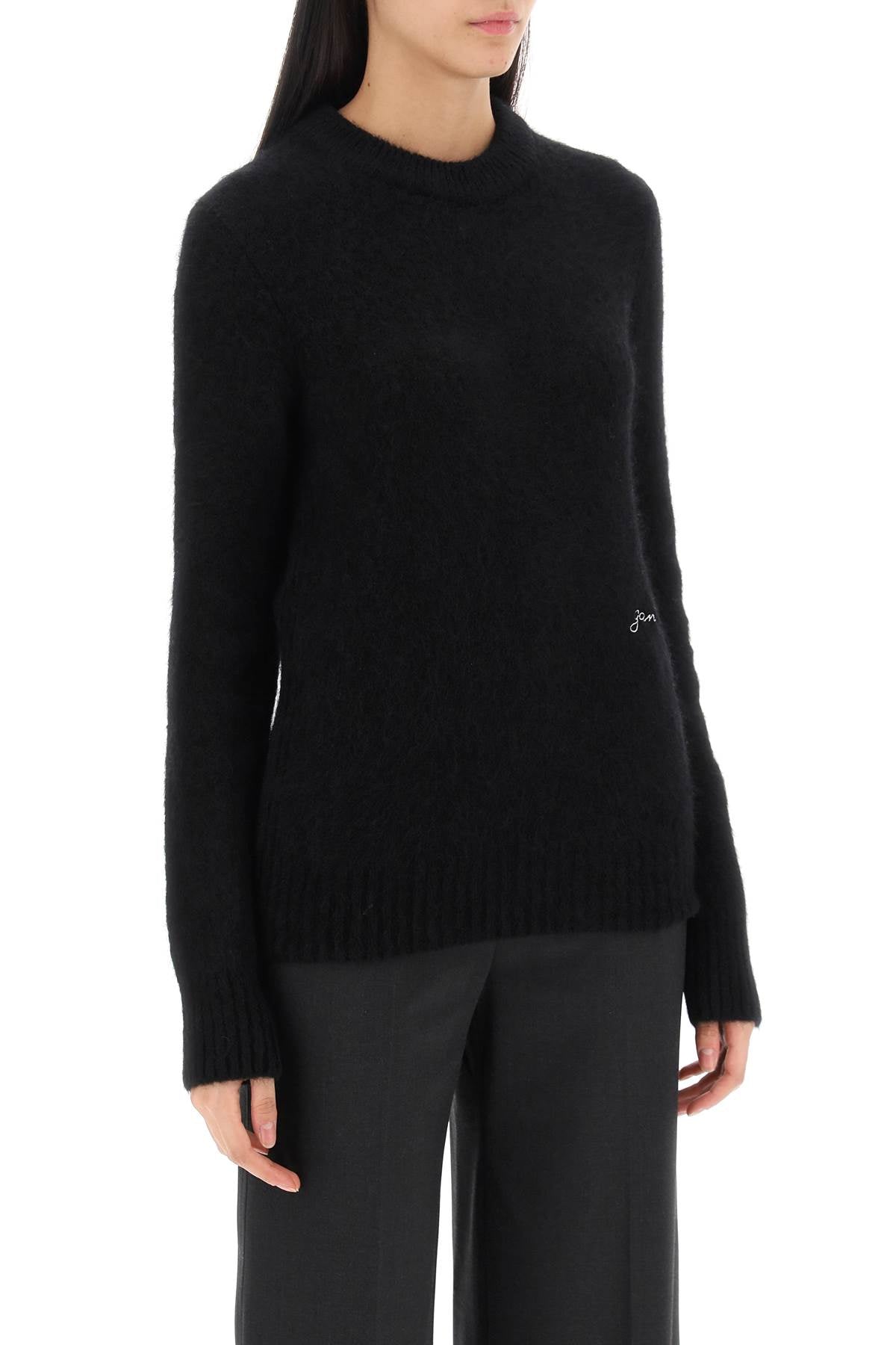 Ganni Brushed Alpaca And Wool Sweater   Black