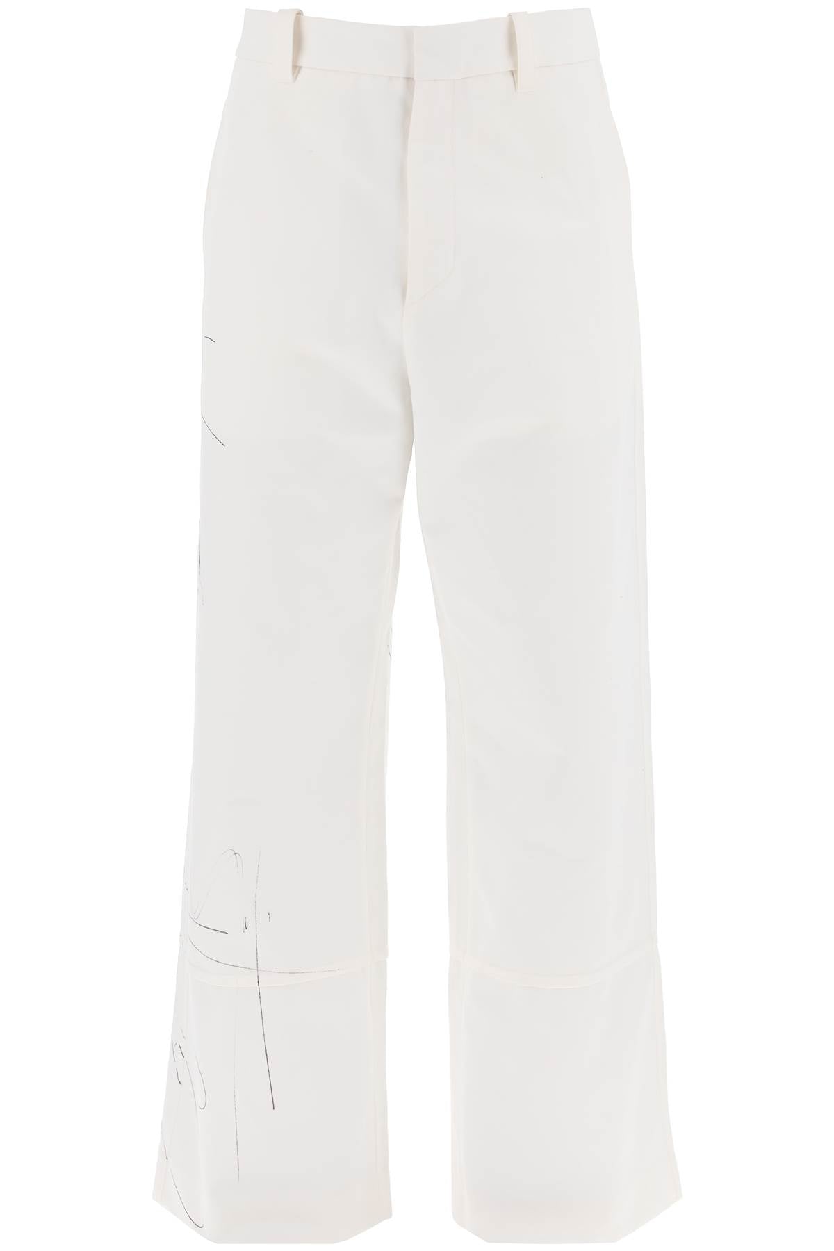 Oamc Wide Legged Scribble Pants   White