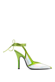 The Attico 'Venus Chrome' Slingback Pumps   Green