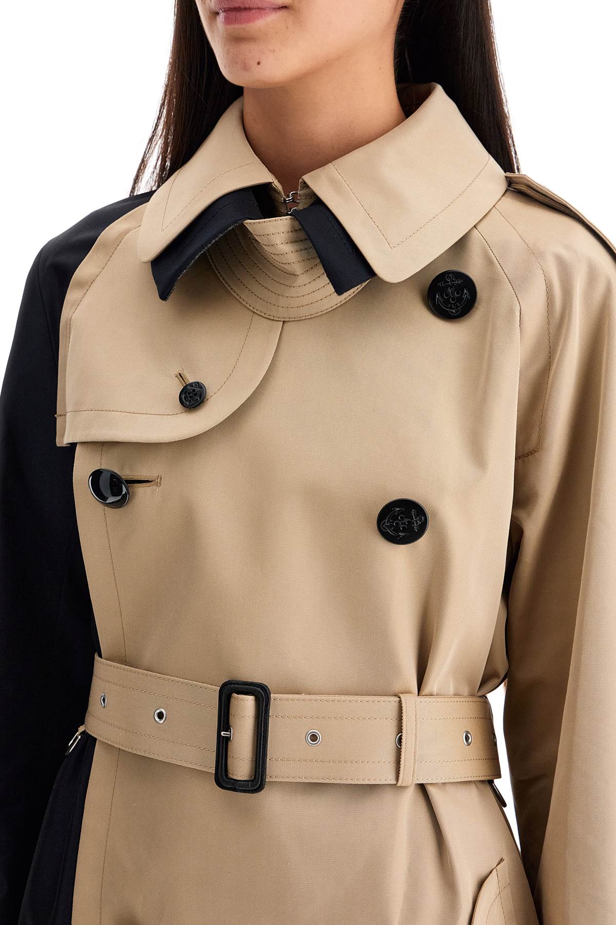 Sacai Trench Color Block In Gabardina