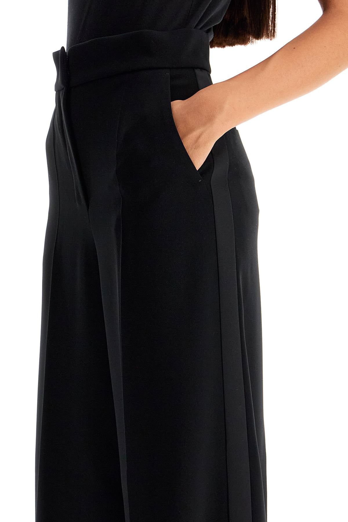 Max Mara Pianoforte Straight Leg Trousers In Cady   Black