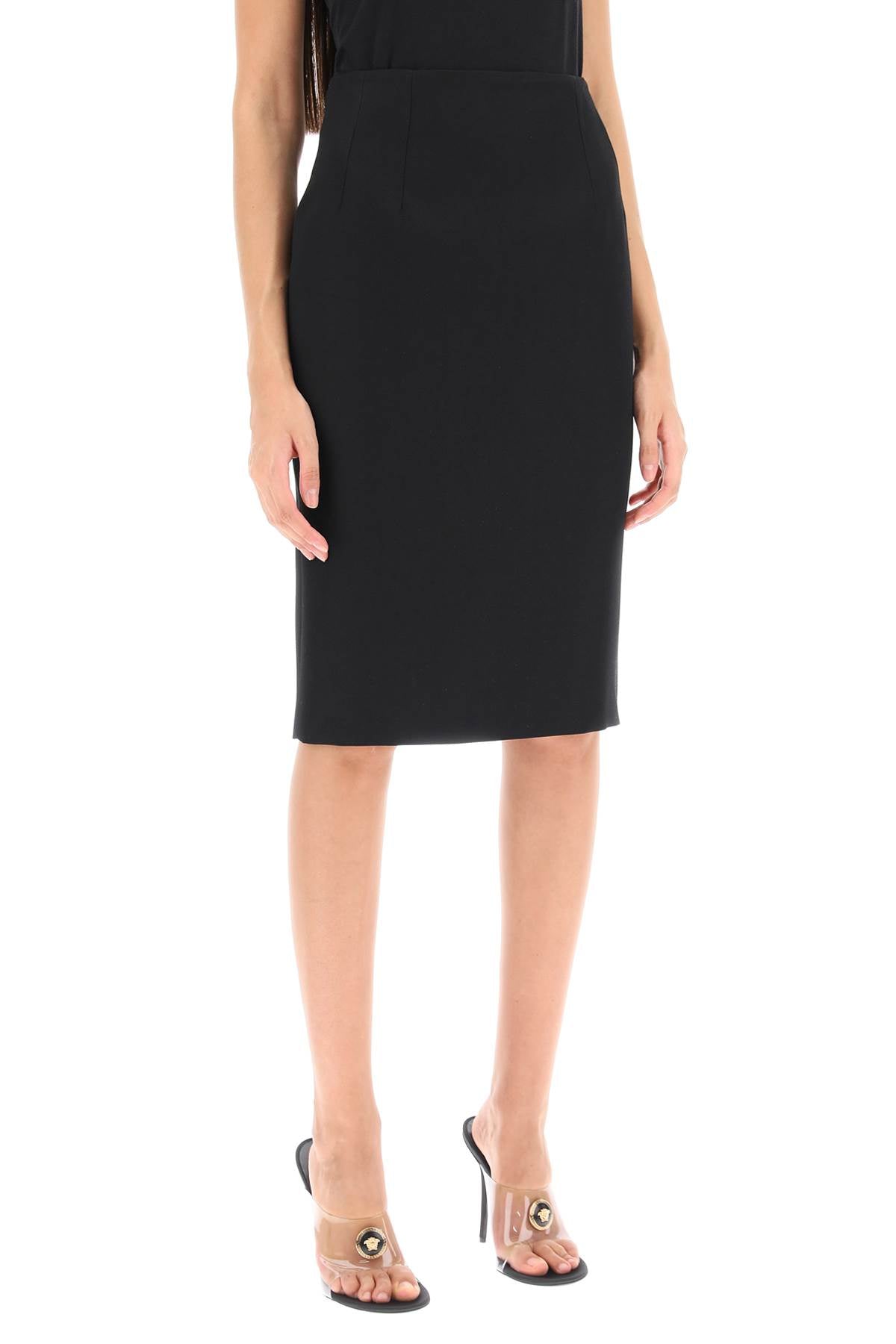 Versace Grain De Poudre Pencil Skirt   Black