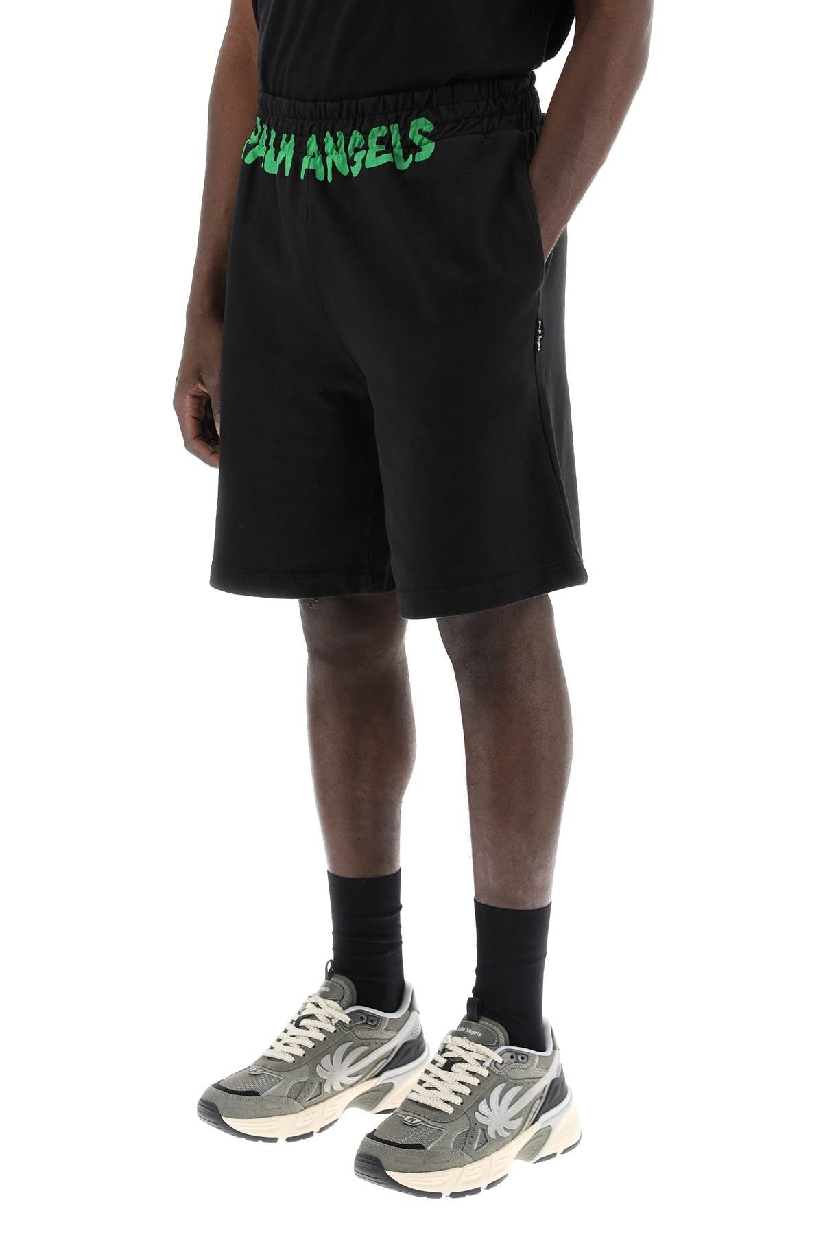 Palm Angels Sporty Bermuda Shorts With Logo   Black