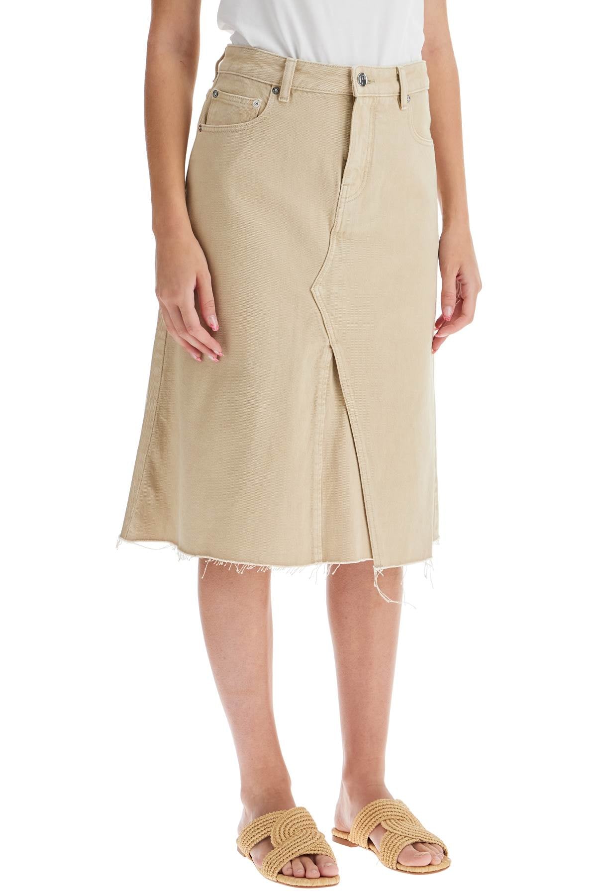 Tory Burch Denim Trapeze Skirt With   Beige