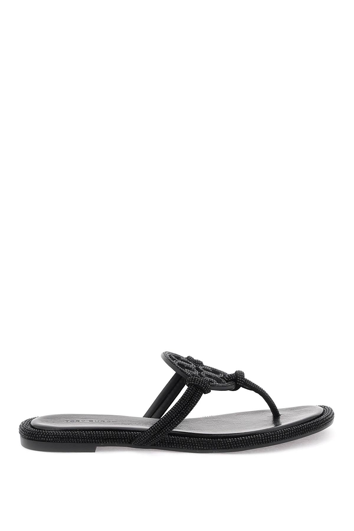 Tory Burch Pavé Leather Thong Sandals   Black