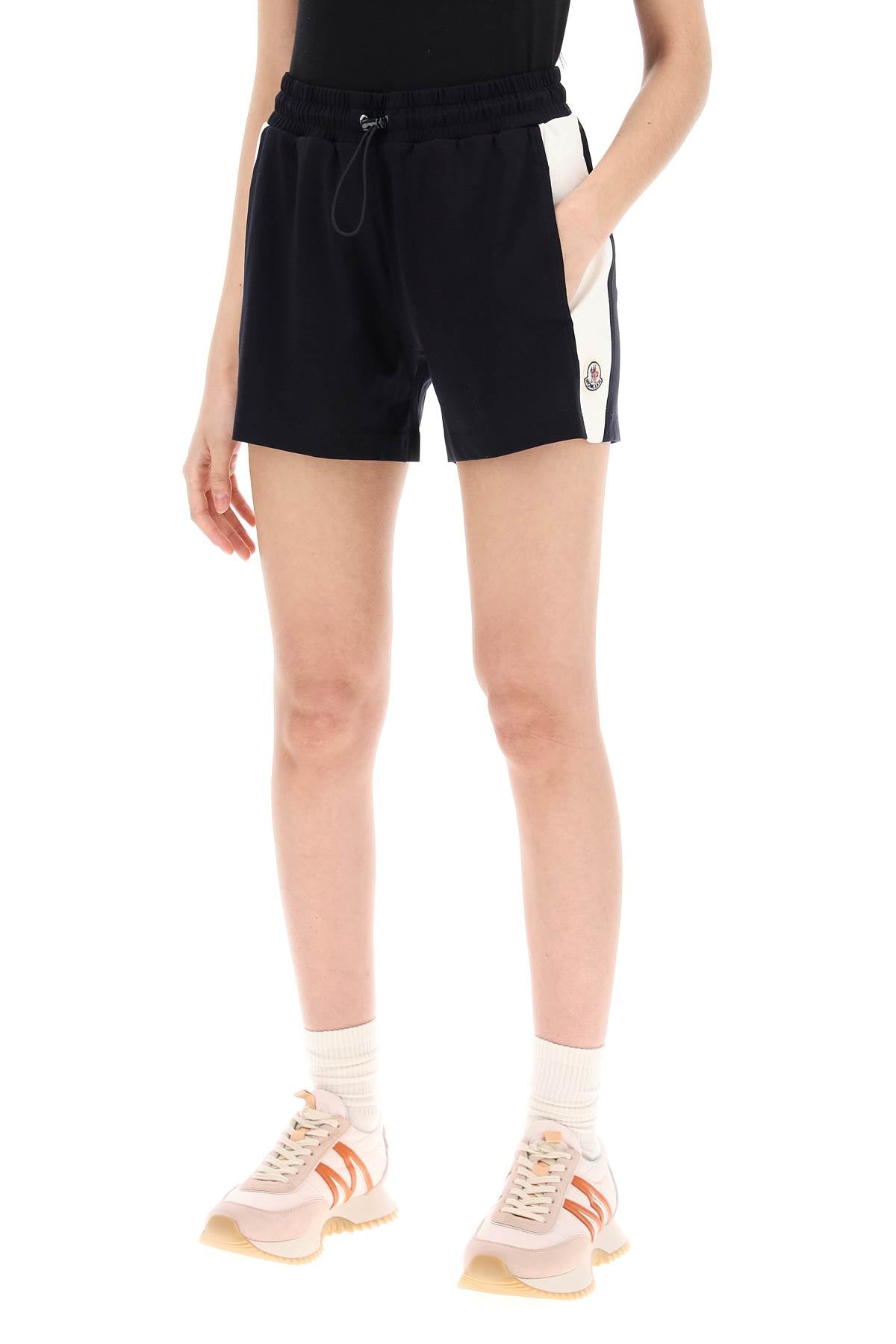 Moncler Sporty Shorts With Nylon Inserts   Blue