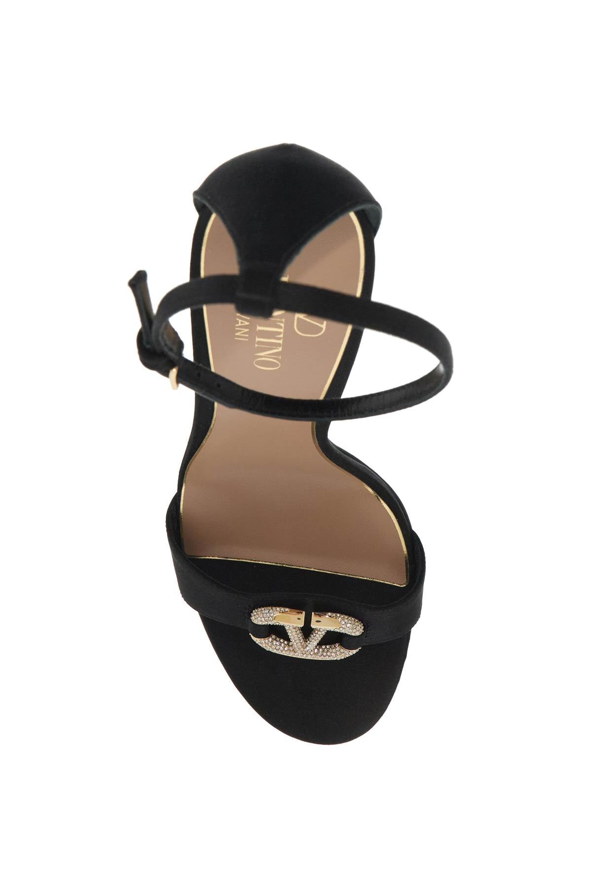 Valentino Garavani Vlogo Signature Satin Sandals   Metallic