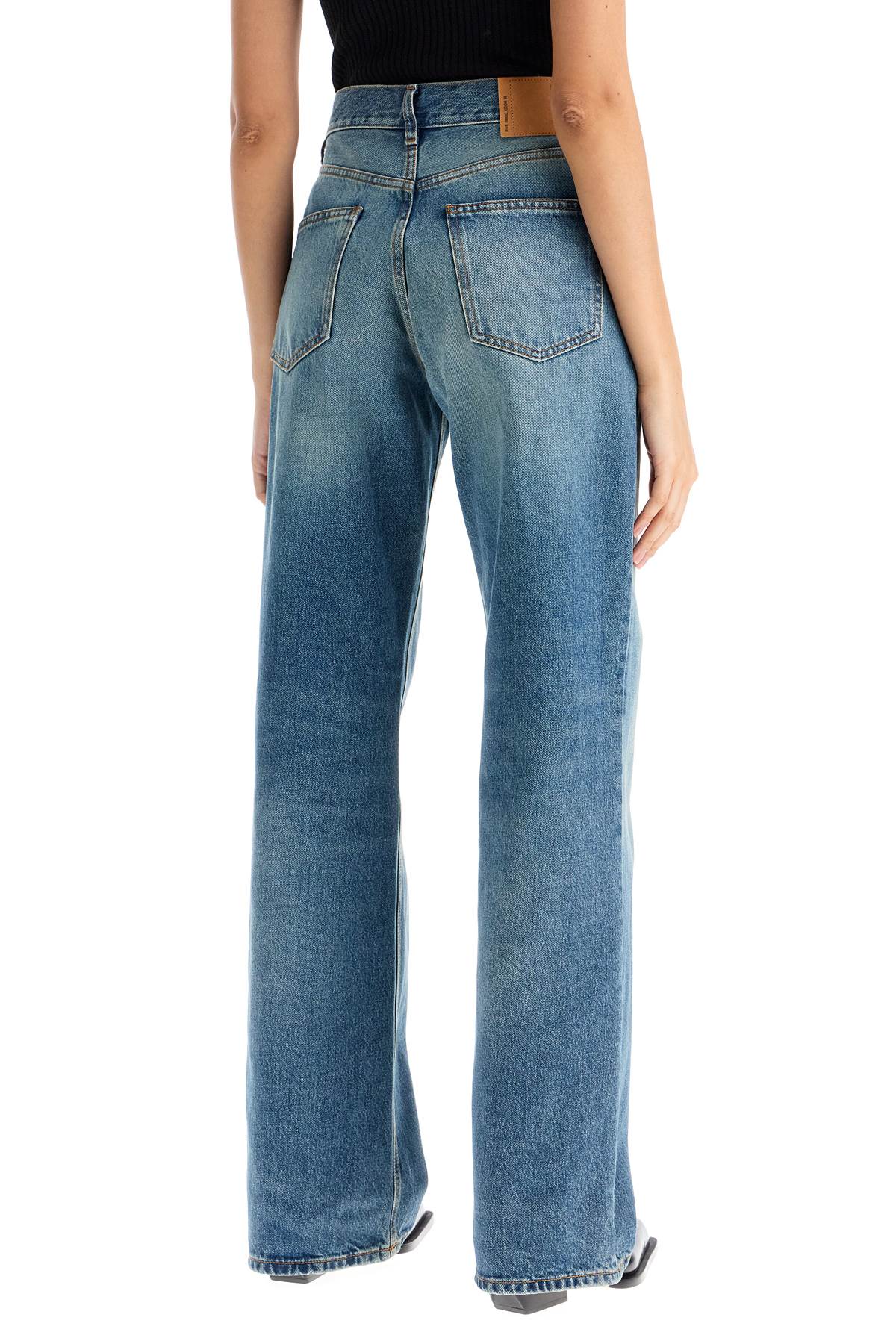 Haikure Korean Straight Leg Jeans   Blue