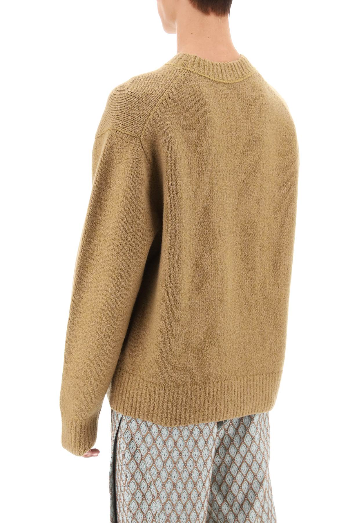 Acne Studios Crew Neck Sweater In Wool And Cotton   Beige