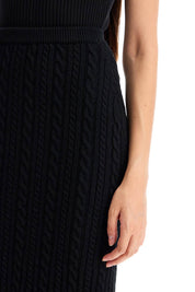 Alessandra Rich Replace With Double Quoteknitted Midi Skirt With Cable Knit   Black