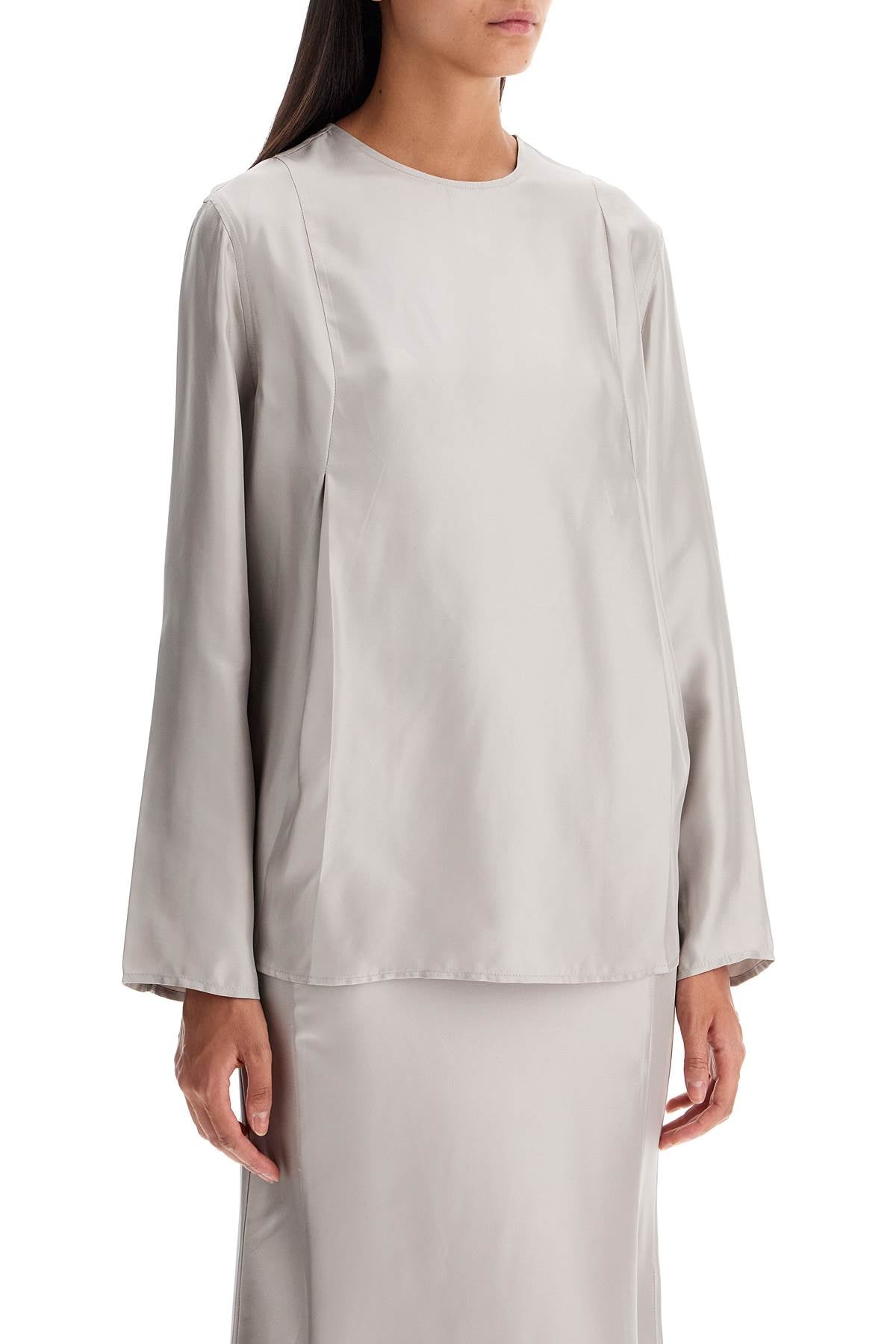 Loulou Studio Silk Adalyn Blouse   Grey