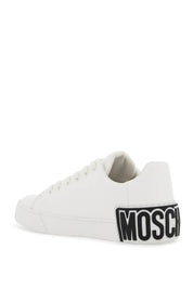 Moschino Leather Sneakers With Rubber Logo Detail.   White