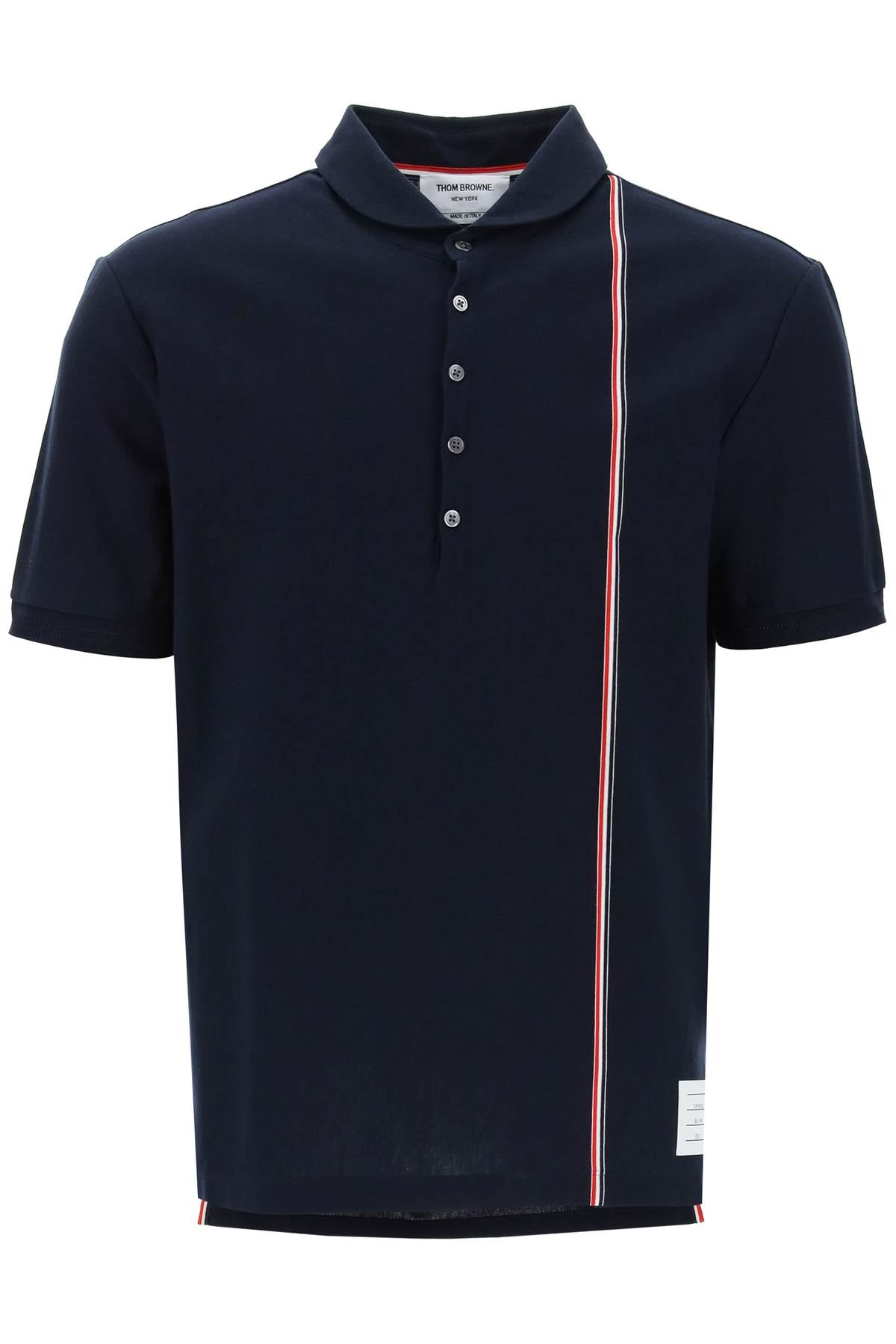 Thom Browne Polo Shirt With Tricolor Intarsia   Blue