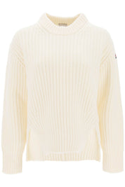 Moncler Crew Neck Sweater In Carded Wool   White