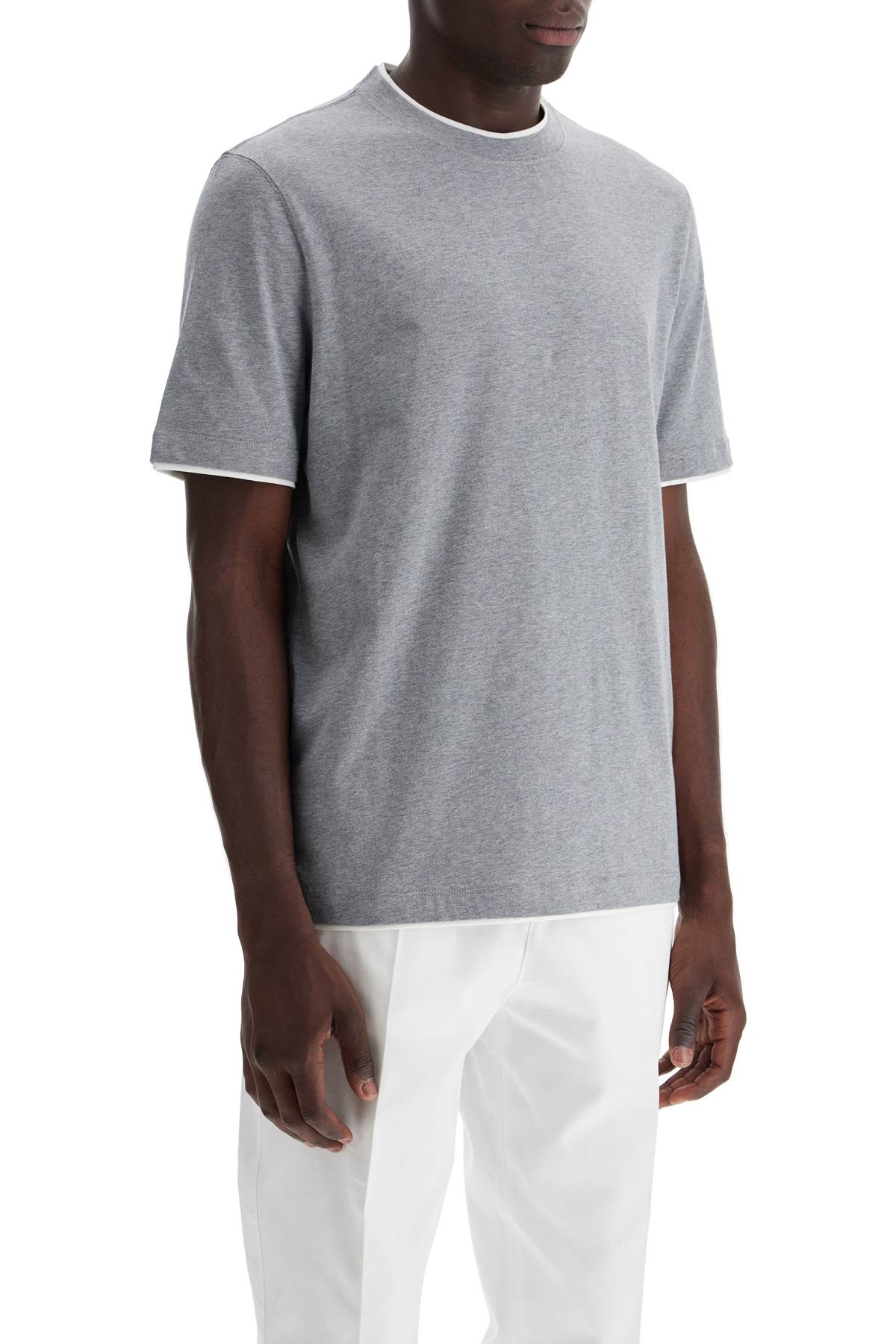 Brunello Cucinelli Layered Effect T Shirt   Grey