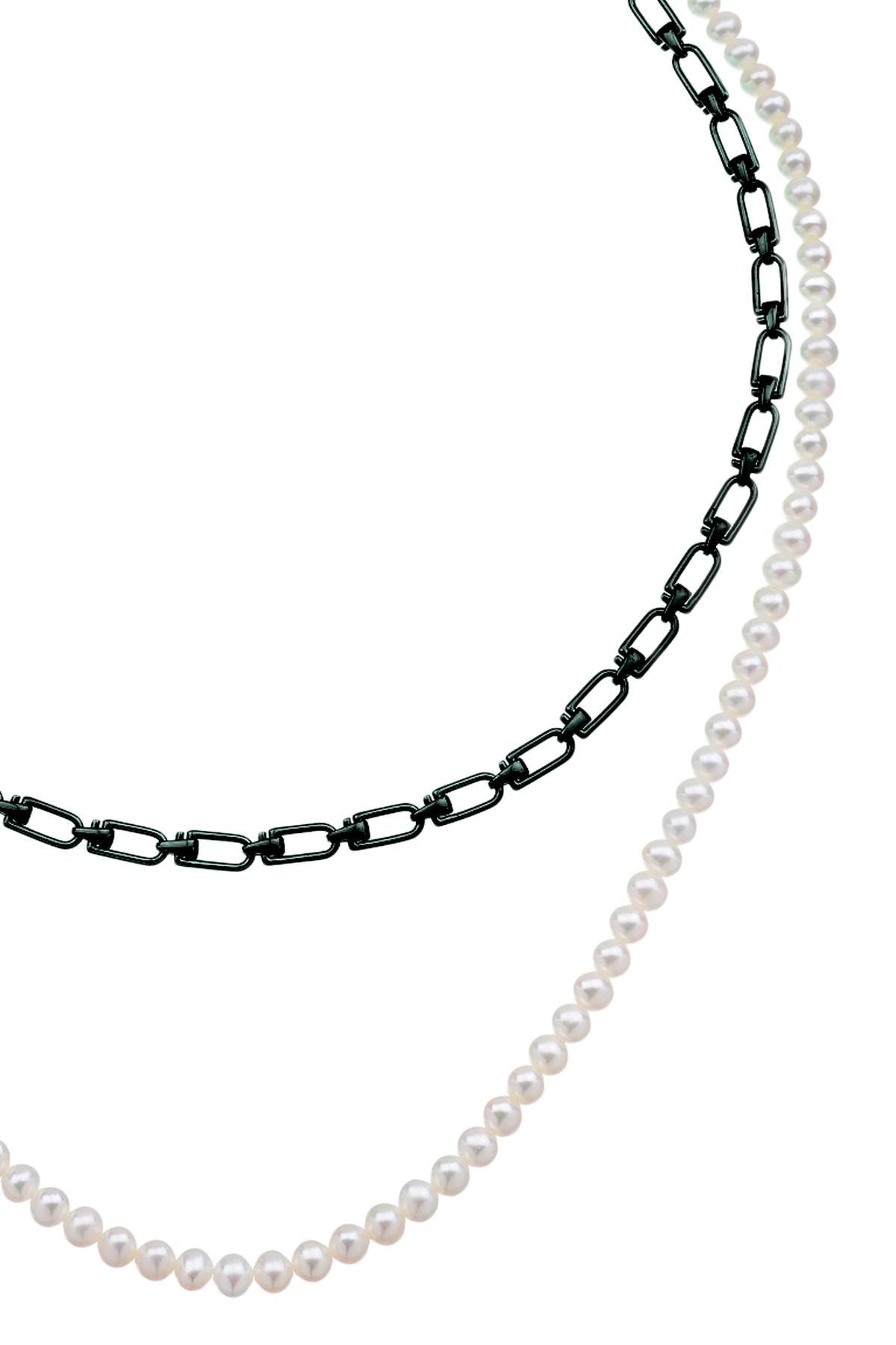 Eera 'Reine' Double Necklace With Pearls   White