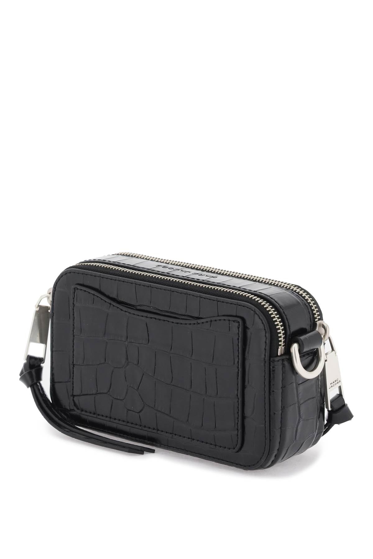 Marc Jacobs The Croc Embossed Shoulder Snapshot Bag   Black