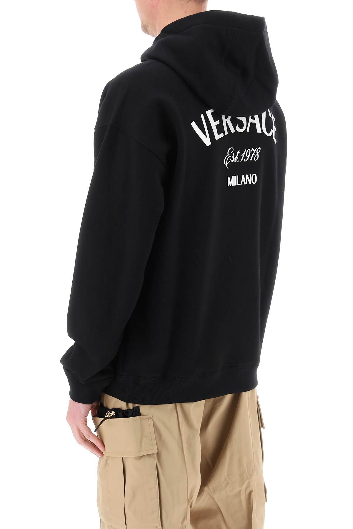 Versace Milano Stamp Hoodie   Black