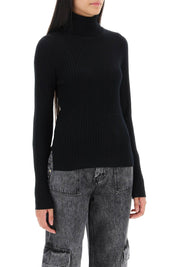 Ganni Turtleneck Sweater With Back Cut Out   Black